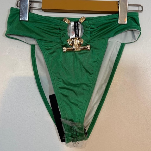 PrettyLittleThing Green Hammered Trim Bikini Bottoms – Size 0 / UK 4 - Picture 2 of 6